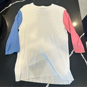 The Rail Colorblock 3/4 Sleeve Tee - White, Blue, Pink